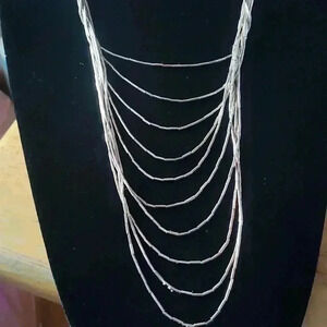 10 strand graduated liquid silver necklace